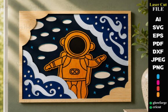 Astronaut 3d Laser Cut: Precision Wall Decor for Makers