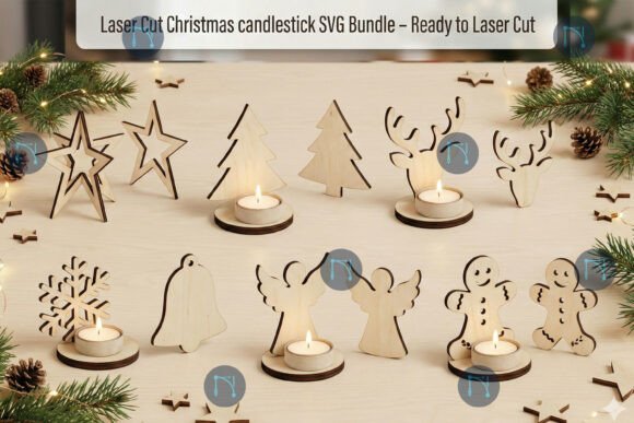 Christmas Candlestick SVG Bundle: Laser Cutting and Winter Amp