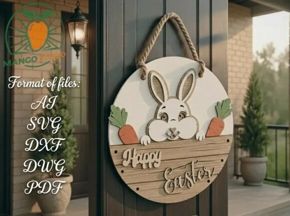 Easter Bunny 3D Door Hanger Laser File