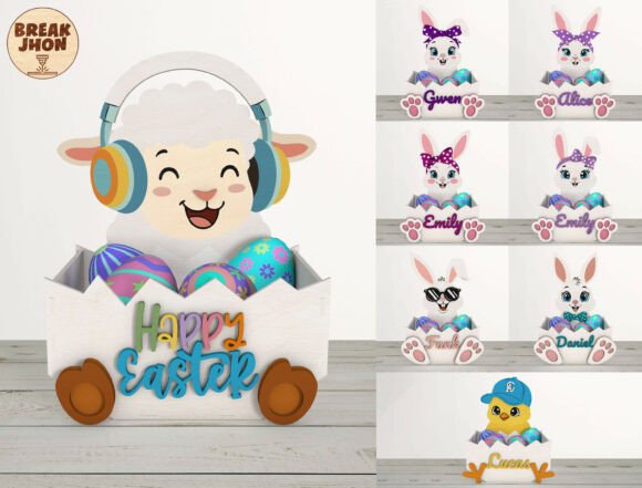 Easter Bunny Basket SVG Bundle: Laser Cutting and Spring Amp Ready