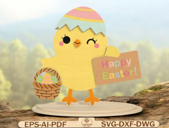 Easter Chick Decor Laser Cut File for Spring Amp