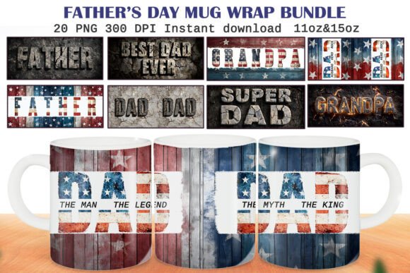 Father s Day Mug Wrap Sublimation Bundle: Graphics and Crafts for Publishers