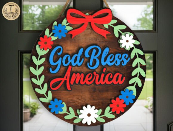 God Bless America Door Hanger SVG for Laser Cutting & Other Celebrations