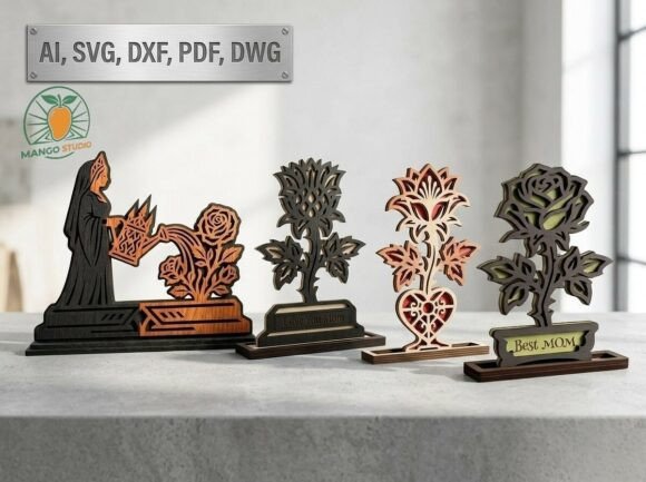 Gothic Floral Layered Laser Cut Bundle for Laser Cutting and Other Home Decor