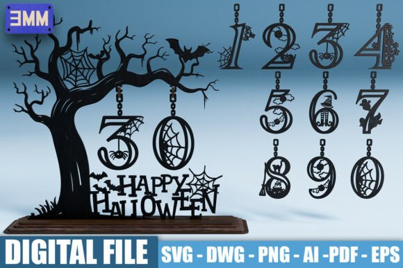 Halloween Number Countdown SVG Files for Laser Cutting & Autumn Amp