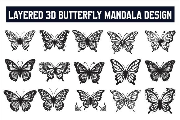 Intricate Butterfly Layered Laser Cut Graphics for Crafts