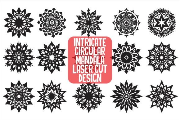Intricate Circular Mandala Laser Cut Graphics for Crafts