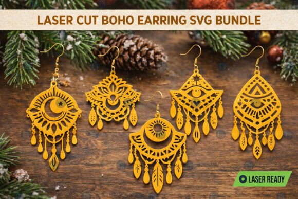 Laser Cut Boho Earring SVG Bundle for Laser Cutting and Earrings