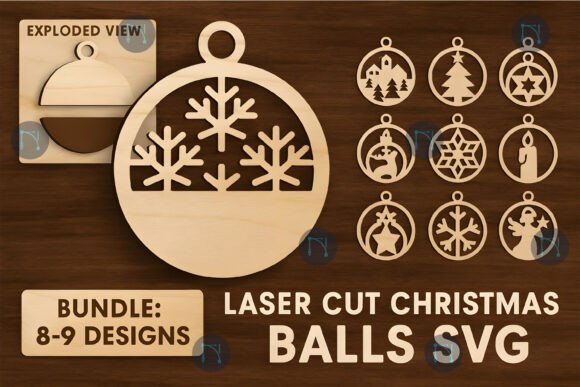 Laser Cut Christmas Balls SVG Bundle for Winter Amp Branding
