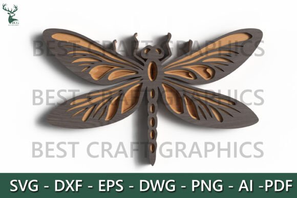 Layered Dragonfly Laser Cut SVG