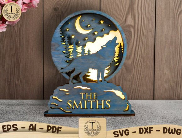 Layered Wolf Forest Laser Cut File SVG for Home Decor