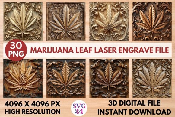 Marijuana Leaf Laser Engrave File Graphics and Laser Engraving
