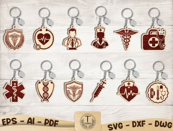 Medical Keychains Laser Cut SVG Bundle