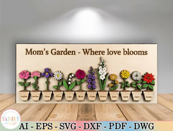 Mom’s Garden Sign Laser Cut File SVG for Mother S Day