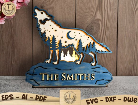 Personalized Wolf Forest Wood Laser Cut
