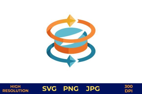 Rotating Arrows Icon in 3D Vector Design Graphics