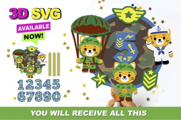 Shaker Cake Topper SVG Soldiers Cats Graphics for Crafts