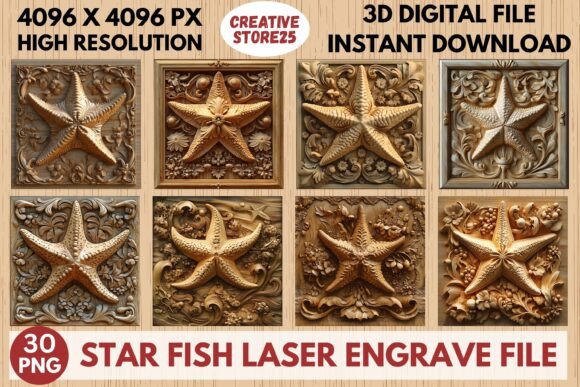 Star Fish Laser Engrave File Graphics and Laser Engraving