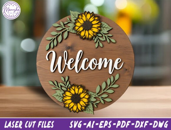 Sunflower Door Hanger Laser Cut File Svg