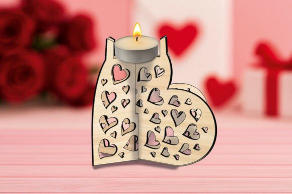 SVG Romantic Candle Holder Valentine Day Laser Cutting