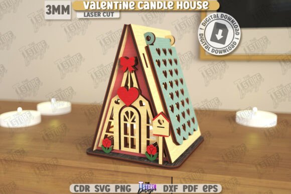 Valentine s Day Candle House Laser Cut