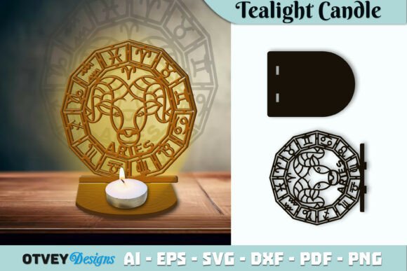 Zodiac Tealight Candle Holder Lasercut: A Wall Decor Asset for Laser Cutting Branding